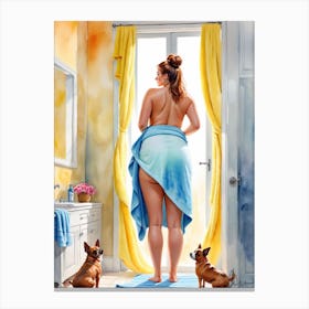 Woman In A Towel Canvas Print