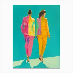 Two Women In Colorful Suits Canvas Print