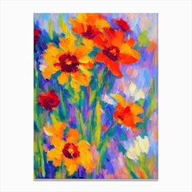 Kniphofia Floral Print Abstract Block Colour Flower Canvas Print