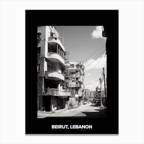 Poster Of Beirut, Lebanon, Mediterranean Black And White Photography Analogue 3 Canvas Print