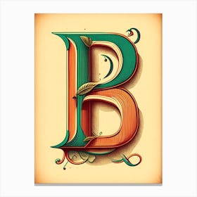 B, Letter, Alphabet Vintage Sketch 2 Canvas Print