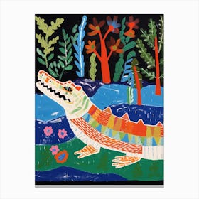 Maximalist Animal Painting Crocodile 2 Canvas Print