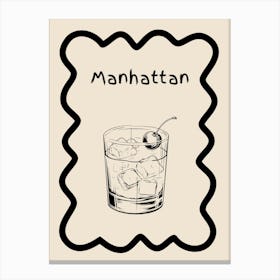 Manhattan Cocktail Doodle Poster B&W Canvas Print