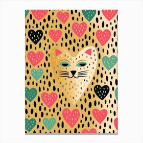 Dotty Linework Leopard As Heart Canvas Print