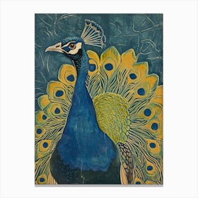 Blue Mustard Peacock Profile Portrait 1 Canvas Print