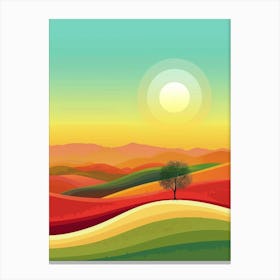 Landscape With A Tree 2 Canvas Print