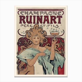 Vintage French Champagne Advertisement Poster, Ruinart Canvas Print