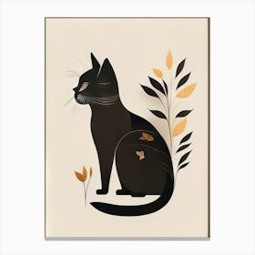 black cat mininalist portrait 6 Canvas Print