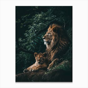 Lion And Cub Canvas Print