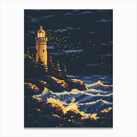 Lighthouse At Night 2 Canvas Print