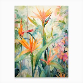Tropical Plant Painting Bird Of Paradise 1 Canvas Print