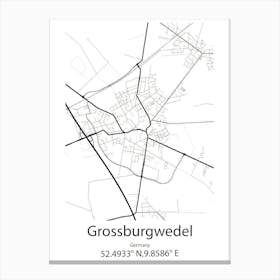 Grossburgwedel,Germany Minimalist Map Canvas Print