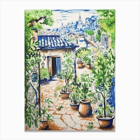 Garden Illustration Line Art Travel 2 Canvas Print