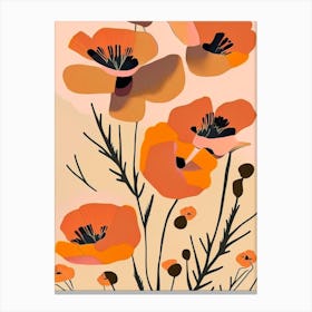 Desert Poppy Wildflower Modern Muted Colours 2 Canvas Print