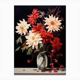 Bouquet Of Autumn Snowflake Flowers, Fall Florals Painting 2 Canvas Print