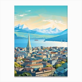 Geneva, Switzerland, Geometric Illustration 4 Canvas Print