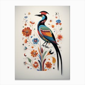 Scandinavian Bird Illustration Magpie 4 Canvas Print