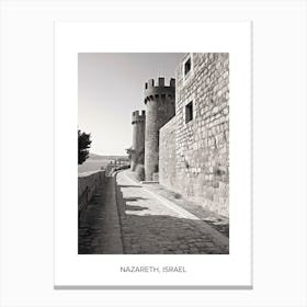 Poster Of Rhodes, Greece, Photography In Black And White 2 Canvas Print