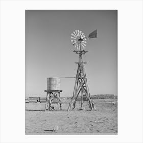 Windmill And Water Storage Tank On Farm On High Plains, Gaines County, New Mexico By Russell Lee Canvas Print