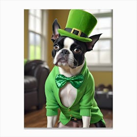 St Patrick'S Day Boston Terrier 10 Canvas Print