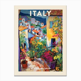 Taormina Italy 3 Fauvist Painting Travel Poster Canvas Print