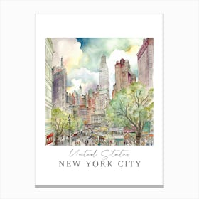 United States, New York City Storybook 4 Travel Poster Watercolour Canvas Print
