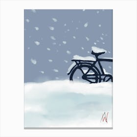 Bicycle In The Snow Canvas Print