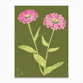 Pink & Green Zinnia 1 Canvas Print
