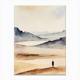 Abstract Watercolor Landscape Solitary Figure 4 Canvas Print