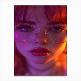 Neon Girl With Glasses Canvas Print