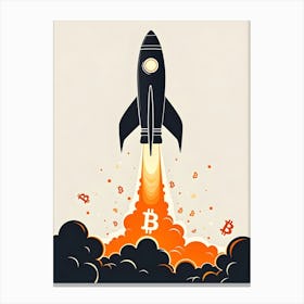 Bitcoin Rocket Canvas Print