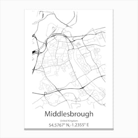 Middlesbrough,United Kingdom Minimalist Map Toile