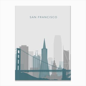 Blue And Grey San Francisco Skyline Canvas Print