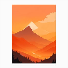 Misty Mountains Vertical Composition In Orange Tone 23 Canvas Print