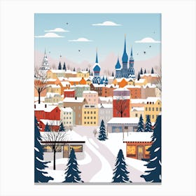 Retro Winter Illustration Moscow Russia 3 Canvas Print