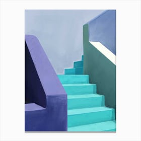 Stairs And Stories Aqua Canvas Print