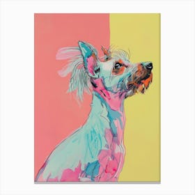 Chinese Crested Dog Pastel Line Watercolour Illustration  2 Canvas Print