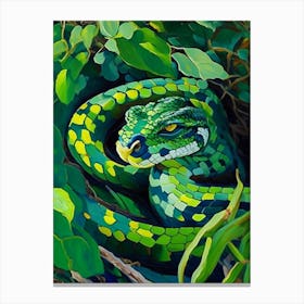 Green Bush Viper 1 Snake Painting Canvas Print