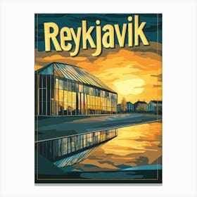 Aihrgdesign A Mid Century Modern Travel Poster For Reykjavik 4 Canvas Print