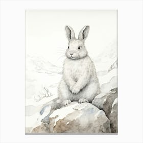 Storybook Animal Watercolour Arctic Hare 2 Canvas Print