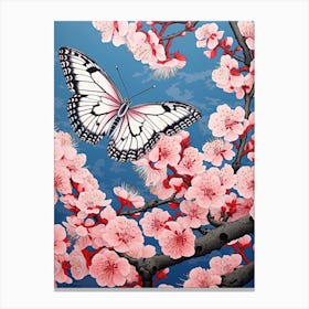 Cherry Blossom Butterfly Japanese Style Painting 3 Canvas Print