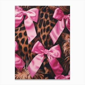 Pink Lace Animal Print Bow Pattern Canvas Print