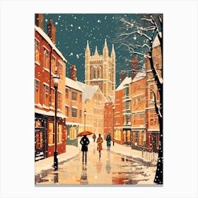 Winter Travel Night Illustration Windsor United Kingdom 1 Canvas Print