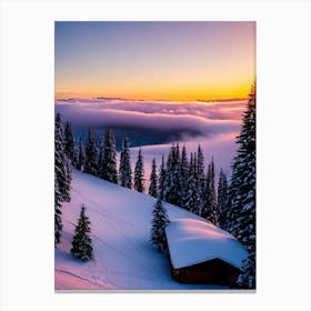 Les Menuires, France Sunrise Skiing Poster Canvas Print