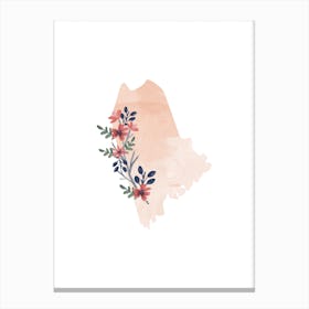 Maine Watercolor Floral State Canvas Print