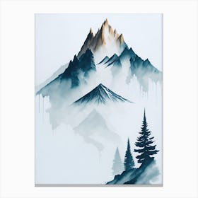 Mountain And Forest In Minimalist Watercolor Vertical Composition 364 Canvas Print