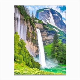Lauterbrunnen Valley Waterfalls, Switzerland Majestic, Beautiful & Classic (1) Canvas Print