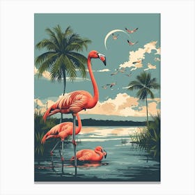 Greater Flamingo Kenya Tropical Illustration 7 Canvas Print
