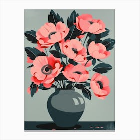 Pink Flowers In A Vase 14 Canvas Print