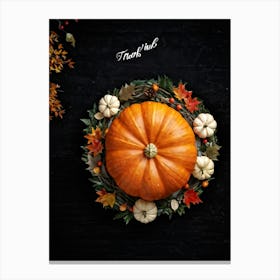 A Digital Render Of A Thanksgiving Themed Art Design Capturing An Overhead View Of A Large Round Pu Canvas Print